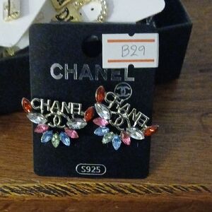 Fashion  Silver Earrings with Multicolor Crystals 925 New